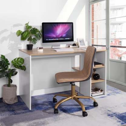 Escritorio de Computadora FurnitureR BRENTON MDF Blanco Haya