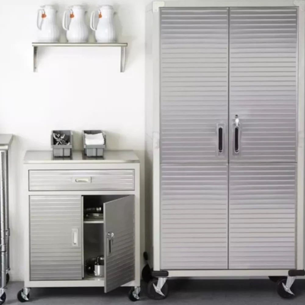 Gabinete De Almacenaje Alto Con Ruedas Acero Inoxidable Msi