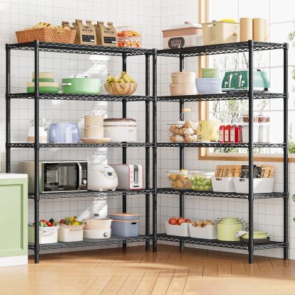 Solerconm Estante de Almacenamiento de Metal de 5 Niveles, Rack Organizador, Gran Capacidad,Uso Rudo, Estante Organizador Ajustable Multiusos,para Cocina,Garaje,Supermercado