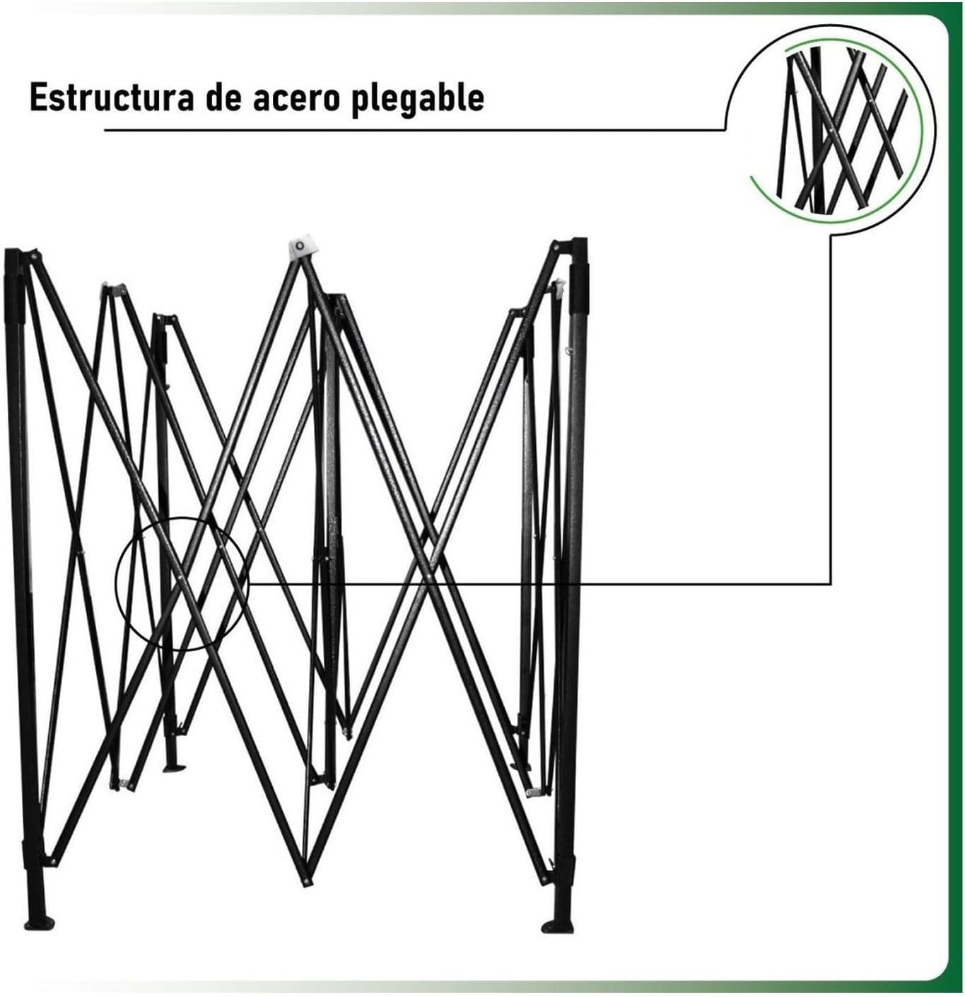 RACK & PACK Carpa 3x3 para Exteriores Lona Jardin Toldo Retractil Estructura de Acero Plegable 3 Ajustes de Altura Impermeabilidad 600D Premium Campismo Facil Armado Fiesta Reunión (Verde)