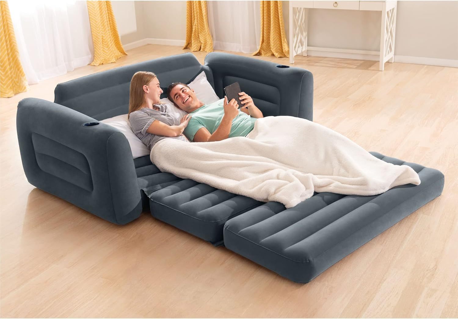 GMK Sofá Cama Inflable con Respaldo, 91 * 80 * 26'' Sofá Cama al Aire última Intervensión, Portátil Sofá Hinchable para Hogar,Viajes y Camping