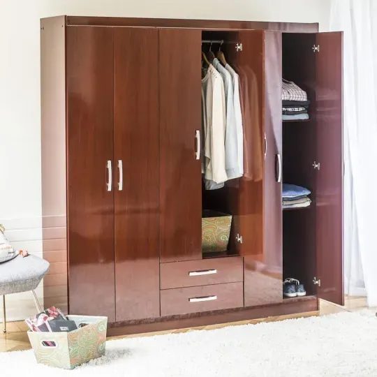 Closet Caoba 6 puertas 2 cajones