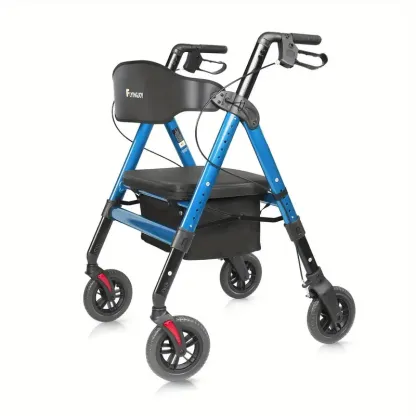 Andador de ruedas resistente para personas grandes de 450 libras, con asiento extra espacioso, NO apto para puertas estándar de 26" de ancho, un poco voluminoso para personas mayores ligeras