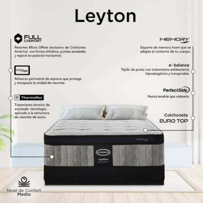 Colchón King Size America Leyton Full Comfort Memory