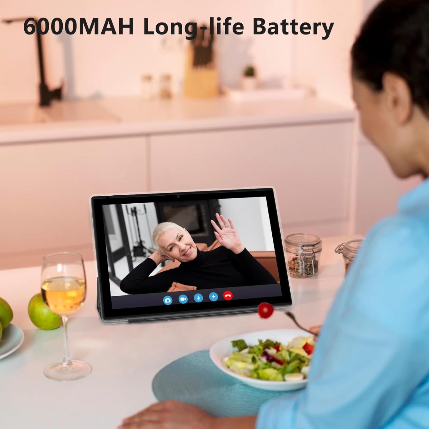 Tablet con teclado 2 en 1, Android 11, 10.1 pulgadas FHD, con teclado/mouse/funda/lápiz capacitivo/película templada, 64 GB+2 GB, Wi-Fi, cámara dual 8 MP, procesador quad core, batería 6,000 mAh, rosa