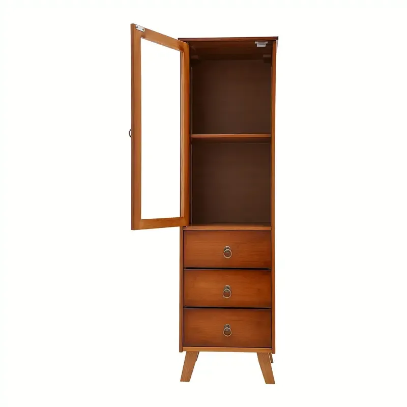 Armario/Alacenas de Madera, Aparador-32*29*110cm-Puerta Individual Tres Cajones
