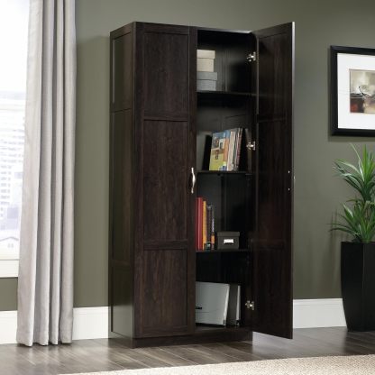 Sauder - Armarios de Almacenamiento Diversos para despensa, Longitud: 75,2 cm x Ancho: 40,9 cm x Alto: 180,6 cm, Acabado de Roble Highland