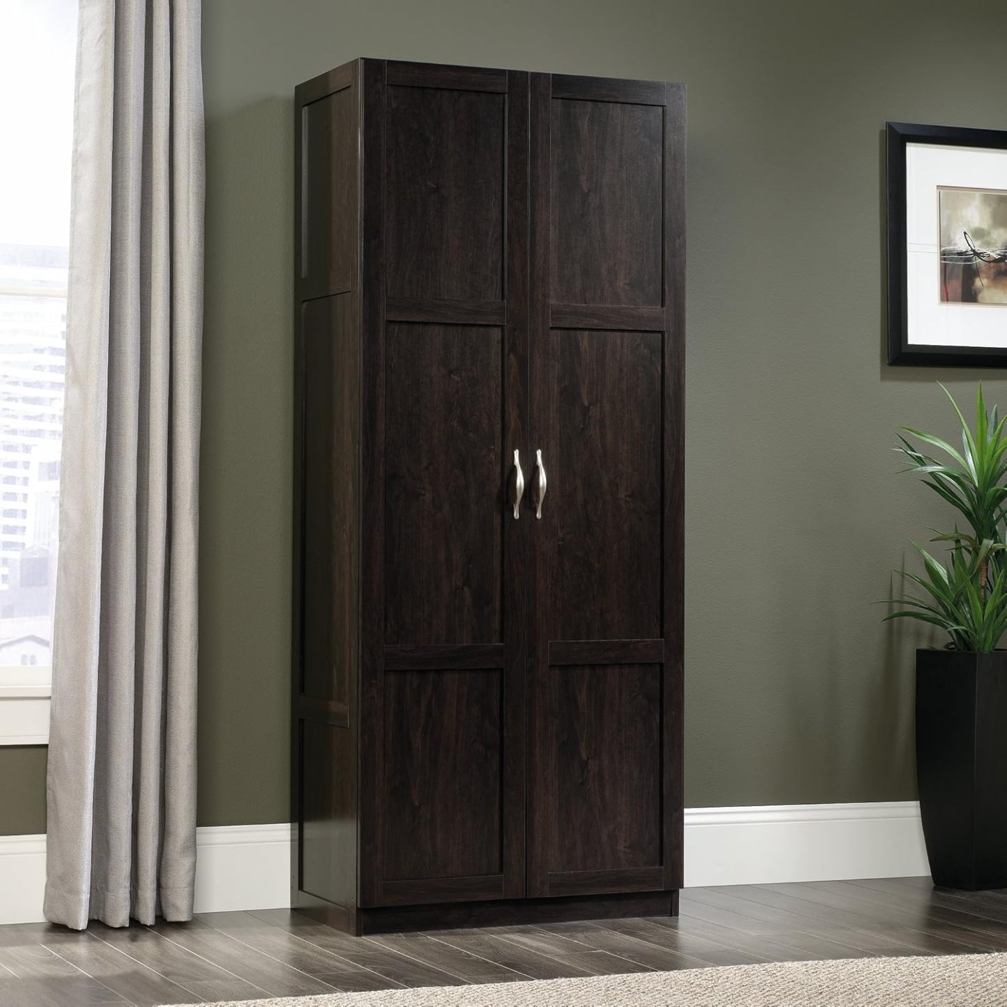 Sauder - Armarios de Almacenamiento Diversos para despensa, Longitud: 75,2 cm x Ancho: 40,9 cm x Alto: 180,6 cm, Acabado de Roble Highland