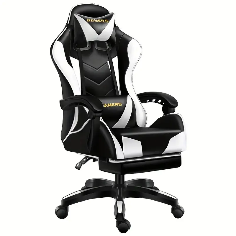 Rotating Nylon Frame Gaming Chair with Sponge Filling, Adjustable Head