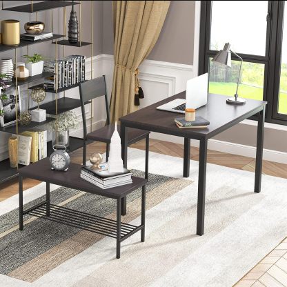soges - Juego de mesa de comedor para 4 personas, juego de mesa de cocina de 43.5 pulgadas para sillas de 4,2 con respaldo, banco para 2 personas con estante de almacenamiento, juego de muebles para comedor y restaurante, roble rústico-trapo