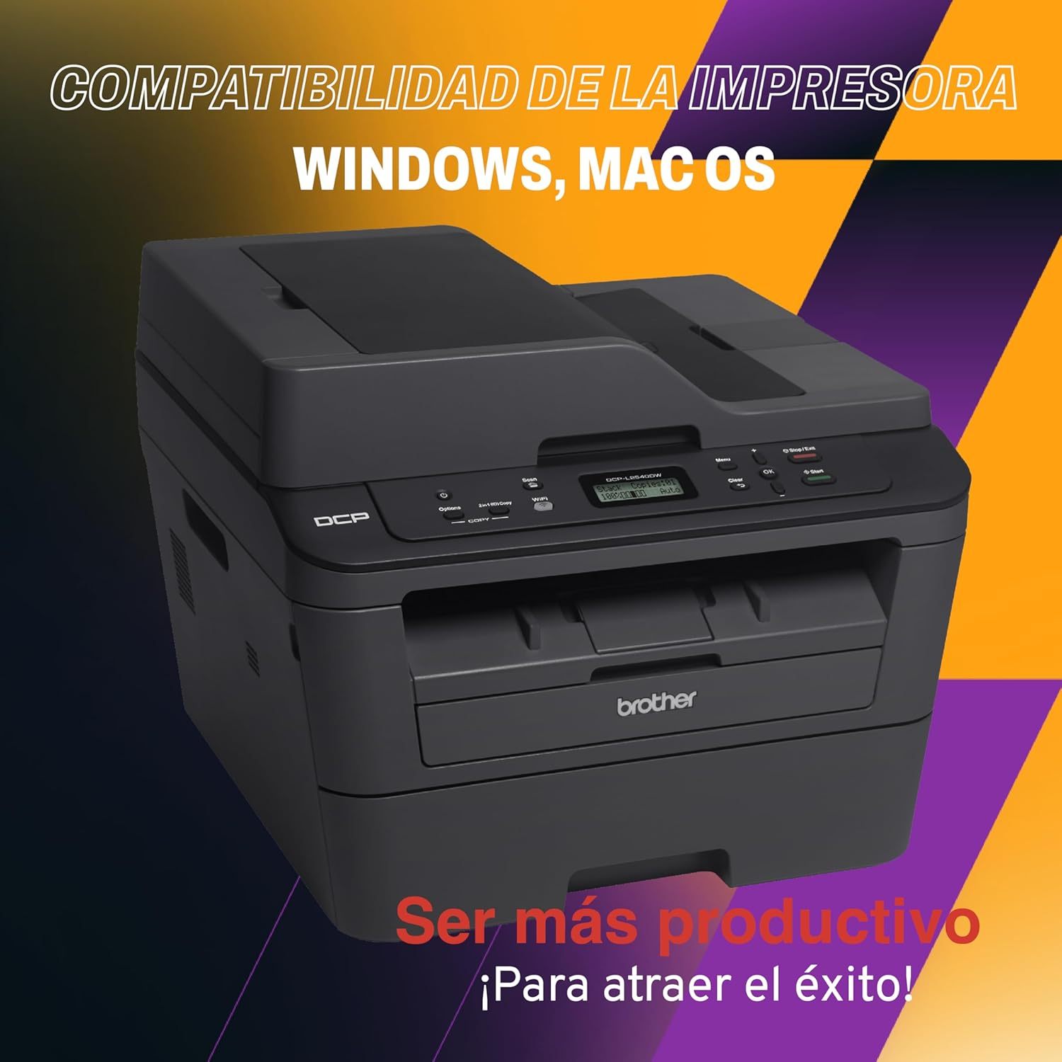 Brother Impresora Multifuncional Láser 3 en 1, DCPL2540DW| Impresión, Copiado y Escaneado| Multifunción, Impresión Dúplex, Conectividad Inalámbrica| Imprime 30 Págs. por Minuto