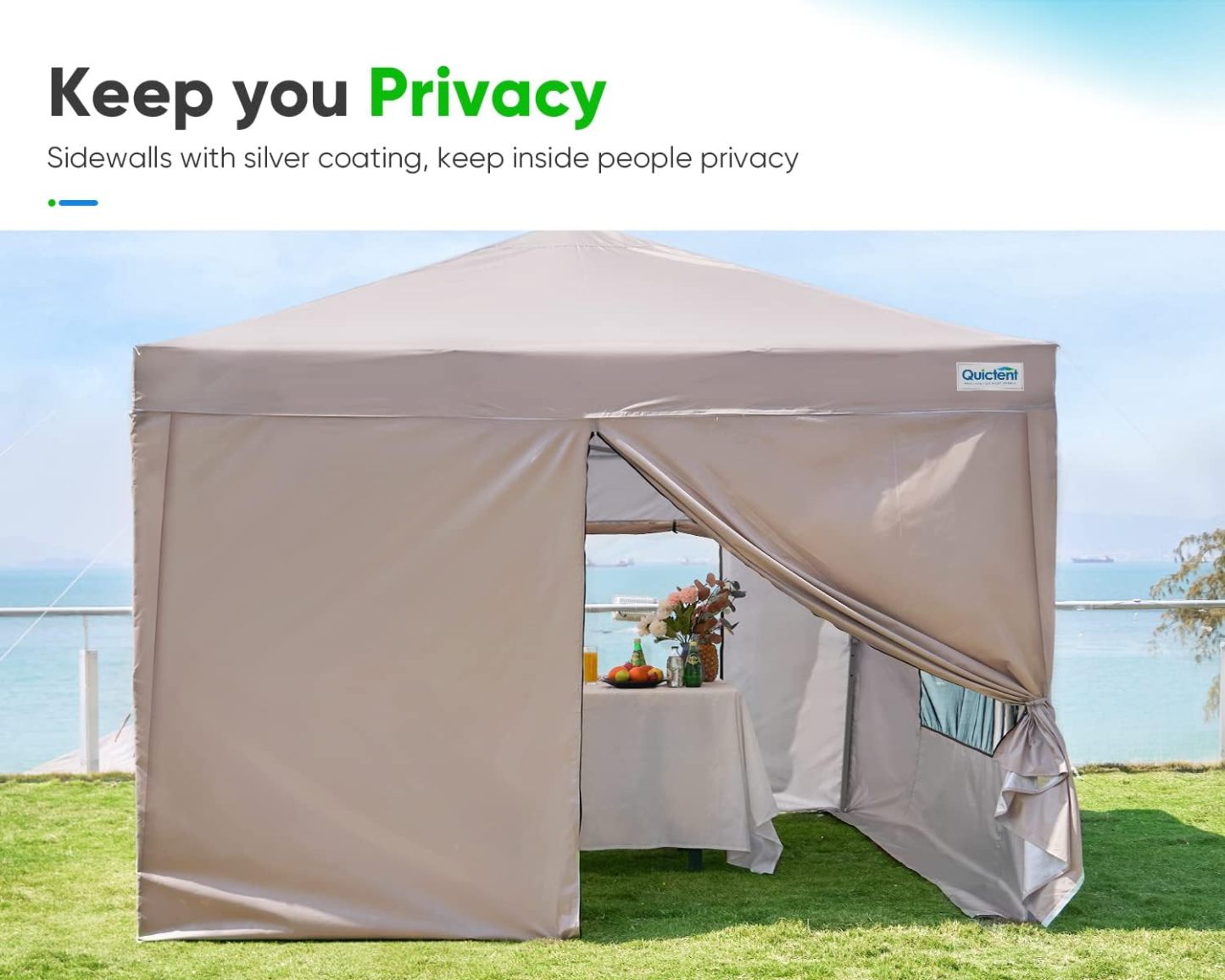 Quictent - Tienda de campaña desplegable de privacidad de 10 x 10 pulgadas con paredes laterales y ventanas ventiladas enrollables, configuración para una persona, fácil refugio para eventos