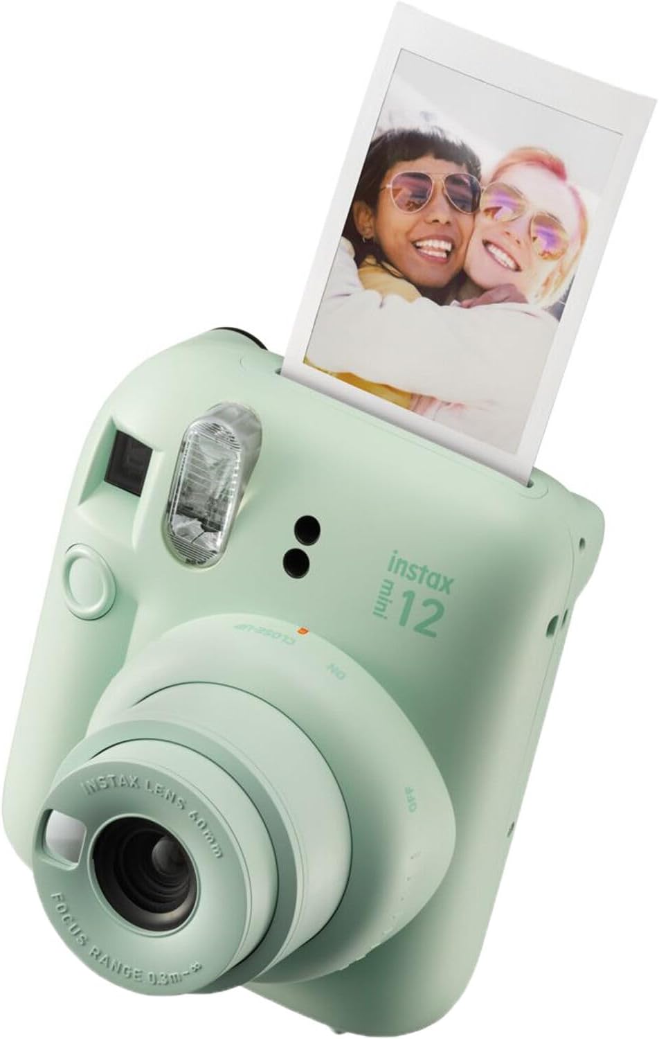 Fujifilm Instax Mini 12 Cámara instantánea + paquete de accesorios MiniMate y funda personalizada compatible + Fuji Instax Film Value Pack (50 hojas) Álbum de fotos de diseño Flamingo (azul pastel)