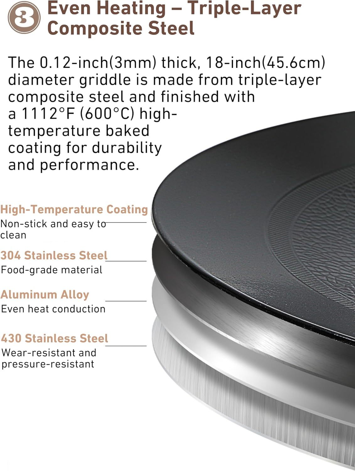 CAMPINGMOON GR-901 - Plancha para barbacoa de 18 pulgadas con válvula Lindal EN417 - Bote estándar para estufa de gas, soporte para quemadores de estufa de gas, soporte para parrilla de horno, kit de
