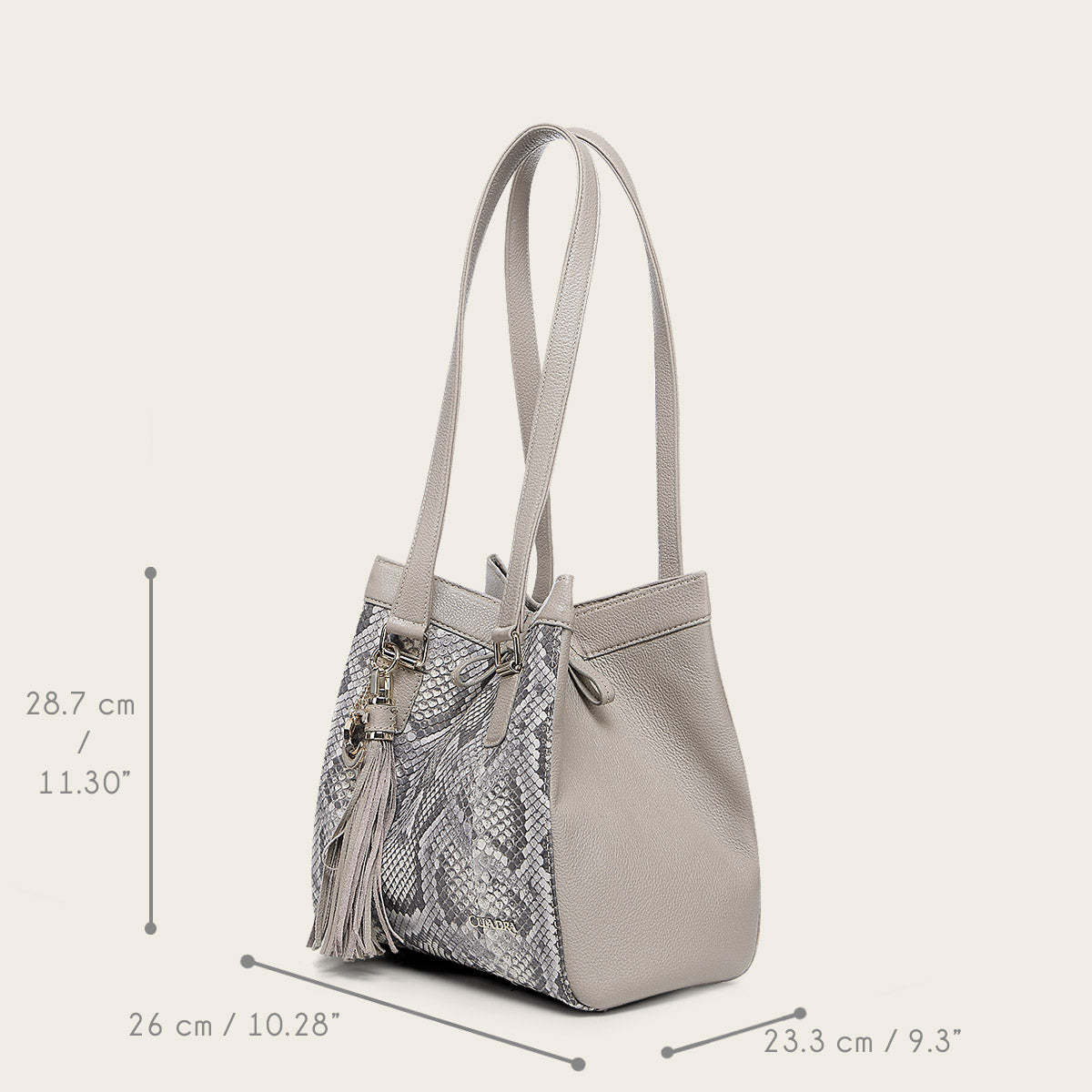 Bolso tote en piel genuina de pitón para dama