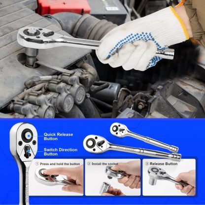 Prostormer - Juego de herramientas mecánicas, 240 piezas, kit universal de herramientas de reparación de automóviles para el hogar con caja de herramientas de aluminio resistente
