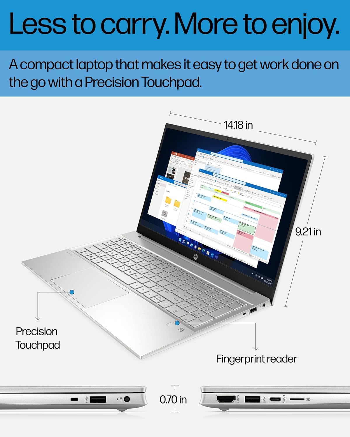 HP Pavilion 15-eg2025nr 15.6" FHD Laptop Intel Core Intel Core i7-1255U 1.7GHz 16GB RAM 512GB SSD Wi-Fi Bluetooth cámara web Windows 11 Professional (reacondicionado)