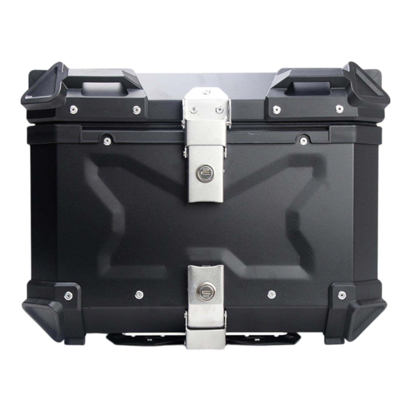 Baúl de motocicleta genérico, caja trasera, organizador de aluminio a prueba de golpes, caja para casco, baúl de almacenamiento de equipaje para 45L Plata