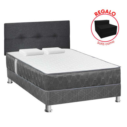 Dormitorio FORLI Acqua 2 Plazas Blanco/Gris + Sofá Cama