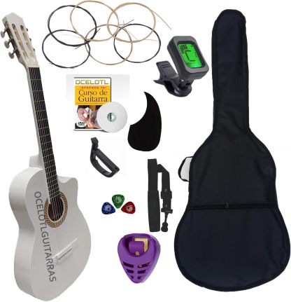 Guitarra Acústica Curva Ocelotl® Paquete Vital De Accesorios (Negro)