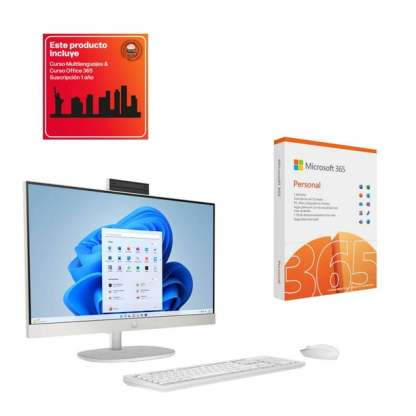 Combo Desktop All in One HP Ryzen 3/8 GB RAM/512 GB SSD 24-cr0019la + Office 365 + Curso