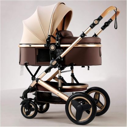 NOVANGUA Carriola para Bebé con Diseño de Amplia Vista, Llantas de Caucho a Prueba de Explosiones, Sistema de Amortiguadores Atenuantes, Asiento con Dirección Ajustable, Reclinable Multi Posición, Toldo Protector Solar, Ventana de Ventilación, Estructura