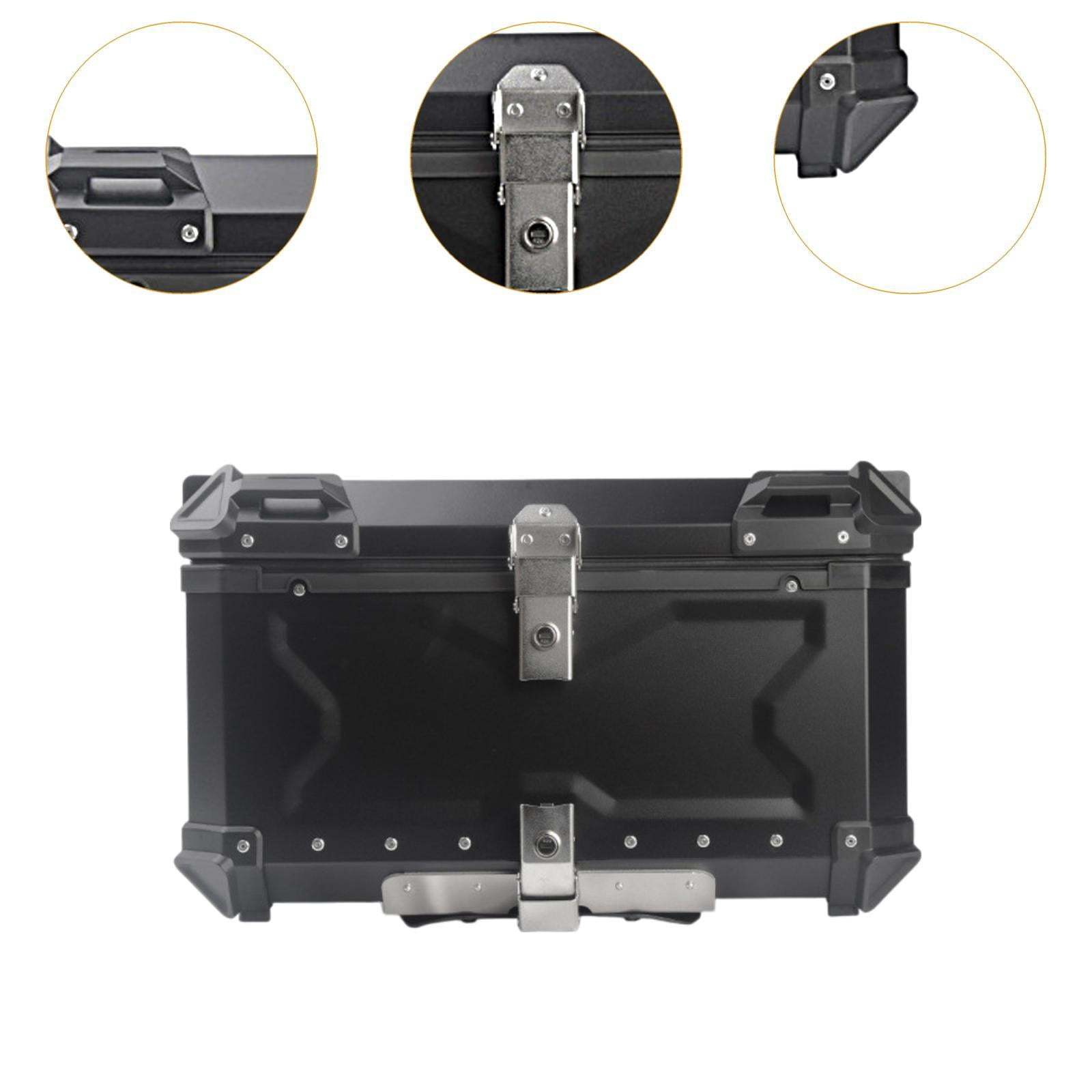 Baúl de motocicleta genérico, caja trasera, organizador de aluminio a prueba de golpes, caja para casco, baúl de almacenamiento de equipaje para 45L Plata