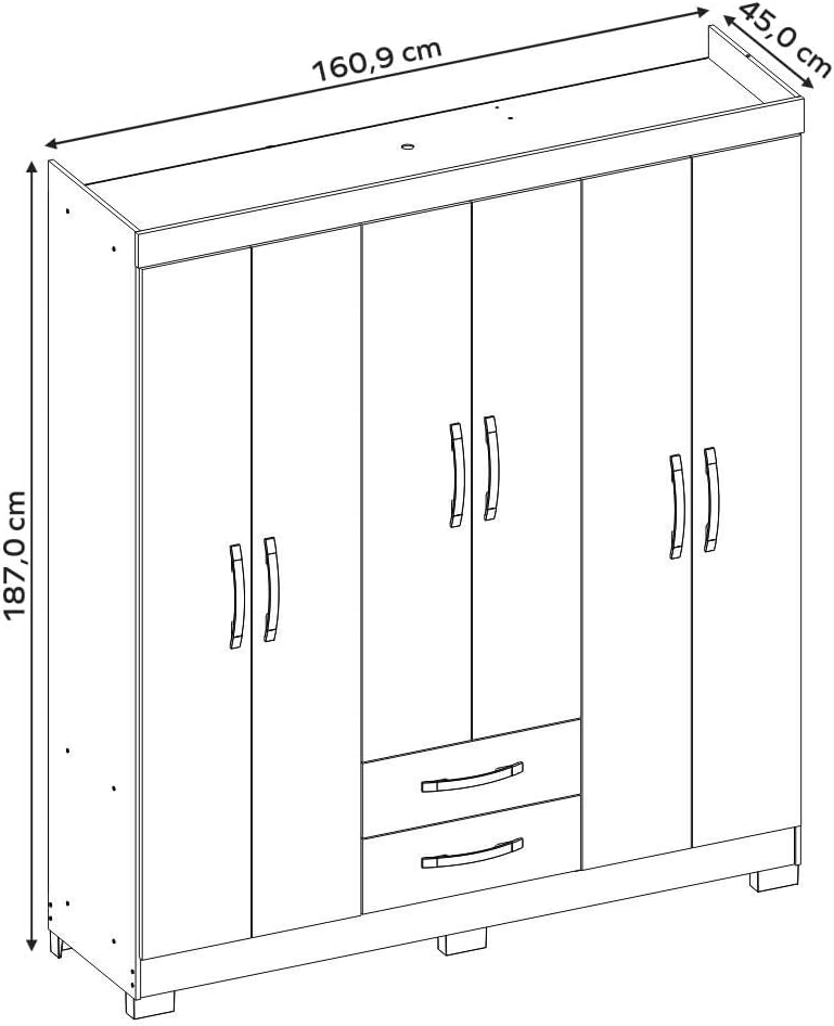 Skal Living Ropero Closet Moderno 6 Puertas y 2 Cajones NT5130 Nogal