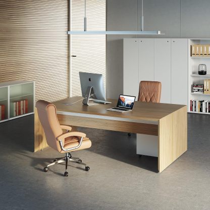 Hoxne - Silla de oficina ejecutiva de piel con brazos y ruedas, respaldo alto, silla ergonómica de computadora de computadora, altura ajustable, silla de computadora de oficina, capacidad de 350