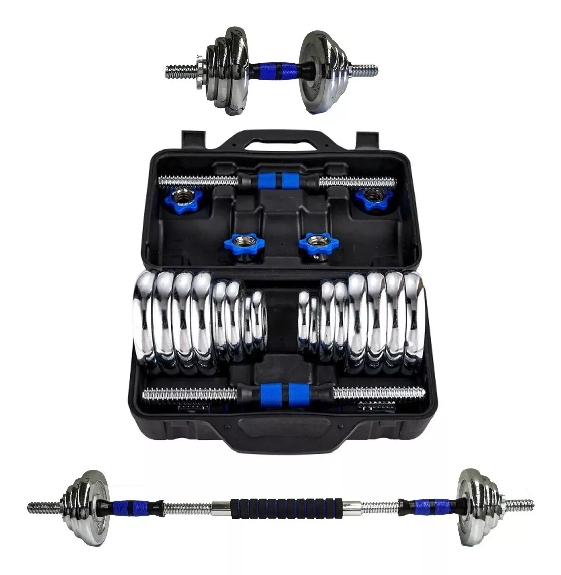 Kit Mancuernas Pesas - Barra Discos Ejercicio Gym 30kg/60lb
