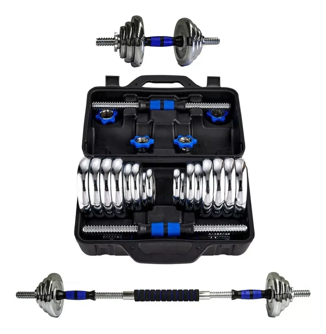 Kit Mancuernas Pesas - Barra Discos Ejercicio Gym 30kg/60lb