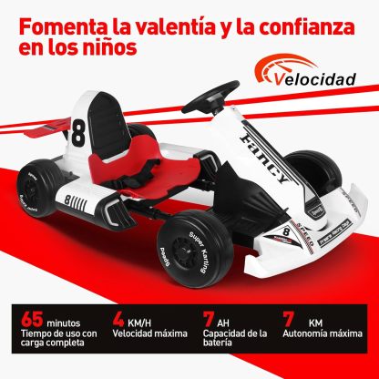 HONEYWHALE Go Kart Eléctrico para Niños con Asiento Ajustable, Modo Control Remoto, Velocidad Máxima 4km/h, Carro Electrico Niño Montable con Luz Led y Musica, Moto Electrica Infantil Niño