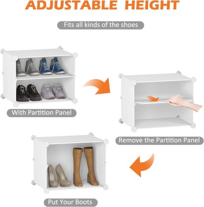 HOMIDEC - clóset de almacenamiento de zapatos, 48 pares de zapateros de 3 por 8 niveles, organizador de zapatos para ahorrar espacio, para clóset, pasillo, sala de estar, recámara, cochera (blanco)