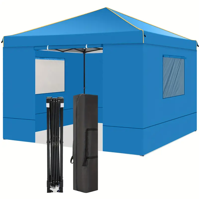 Tooluck 10x10 Carpa Gazebo con Ventanas de Malla 2.0, Carpa Plegable 10x10, Carpa Portátil Impermeable para Exteriores con 4 Paredes Laterales Desmontables, Bolsa de Transporte, 4 Estacas y Cuerdas