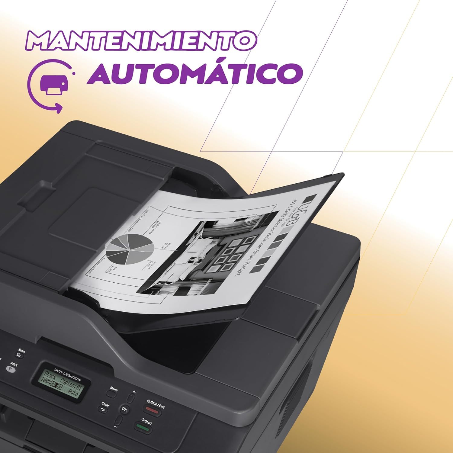 Brother Impresora Multifuncional Láser 3 en 1, DCPL2540DW| Impresión, Copiado y Escaneado| Multifunción, Impresión Dúplex, Conectividad Inalámbrica| Imprime 30 Págs. por Minuto