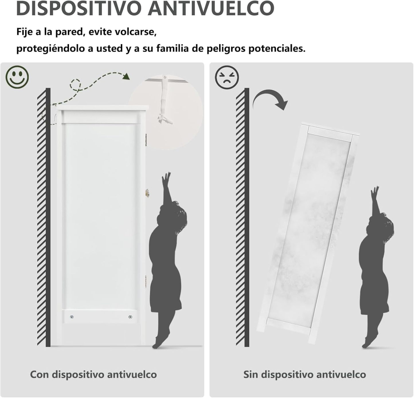 Gabinete de Almacenamiento para Piso de Baño con Puerta Doble, Estante Ajustable, para Baño, Sala de Estar, Cocina, Estilo Nórdico Escandinavo, Fácil Montaje
