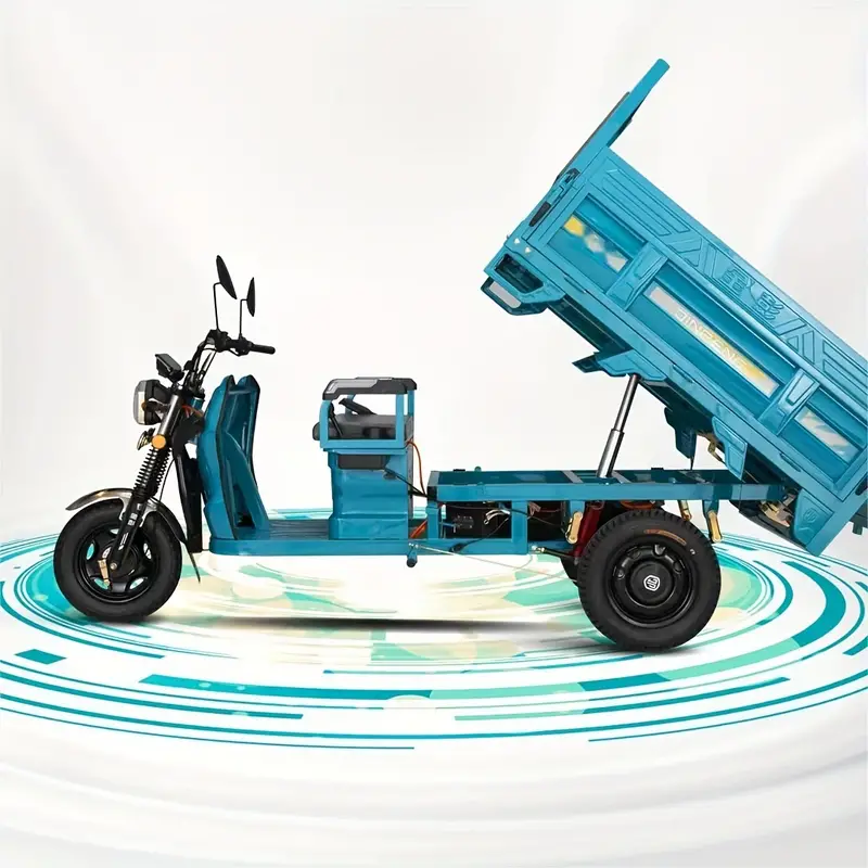 Triciclo eléctrico, triciclo de carga, capacidad de carga 500 kg-750 kg, tamaño: 116*44.1*52.4 pulgadas, para satisfacer una variedad de necesidades de carga.