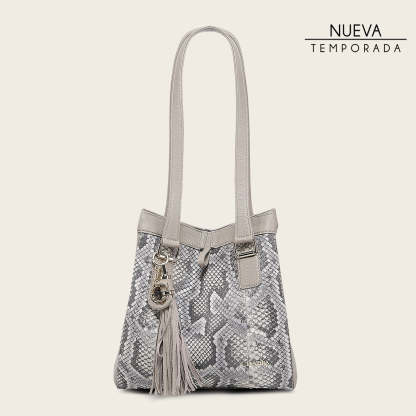 Bolso tote en piel genuina de pitón para dama