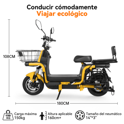 Motobici Eléctrica Honey Whale U7S Amarillo
