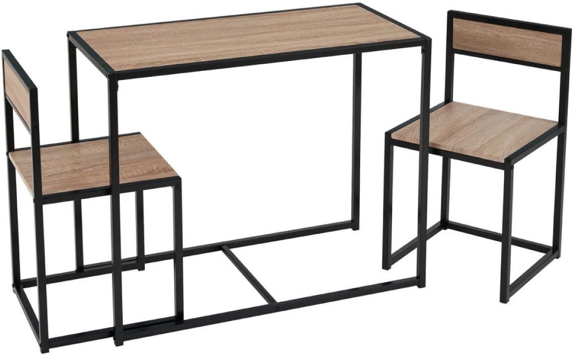 Juego de Comedor Industrial de Madera y Metal | Mesa con Sillas o Bancas | Set para 2 o 4 Personas (4 Sillas - Set para 4 Personas)