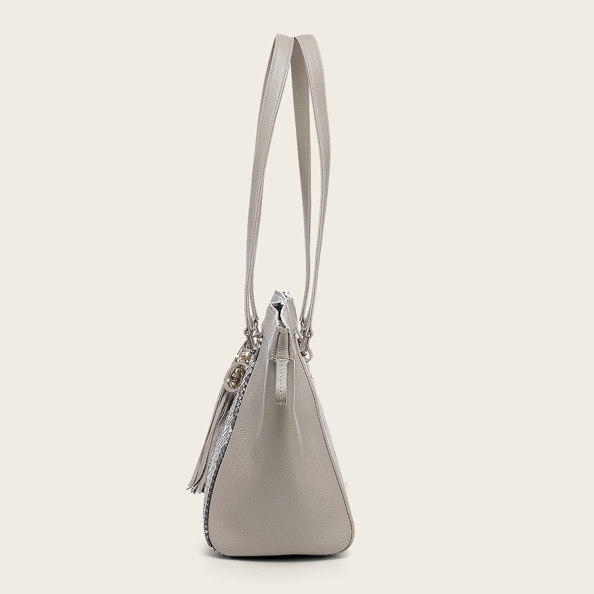 Bolso tote en piel genuina de pitón para dama