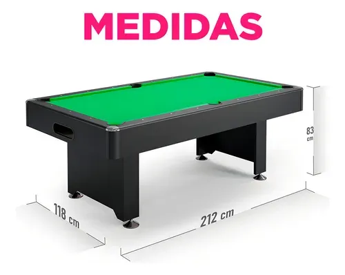 Mesa Billar Convertible Con Comedor Pool Americano De Lujo Paño Verde