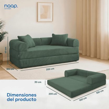 Sofá Cama Teddy Luxe | Diseño Convertible | Hecho 100% de Espuma | Comodidad y Versatilidad | 200x100x65 cm (Chocolate)