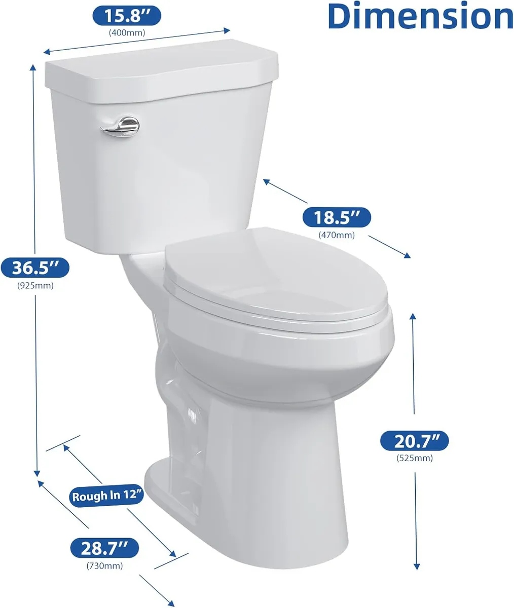 Inodoro De Dos Piezas Para Baño Con Asiento De Cierre Suave