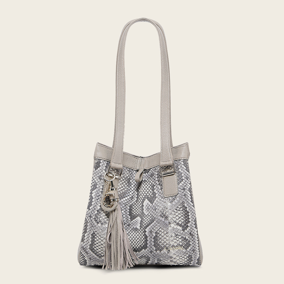 Bolso tote en piel genuina de pitón para dama