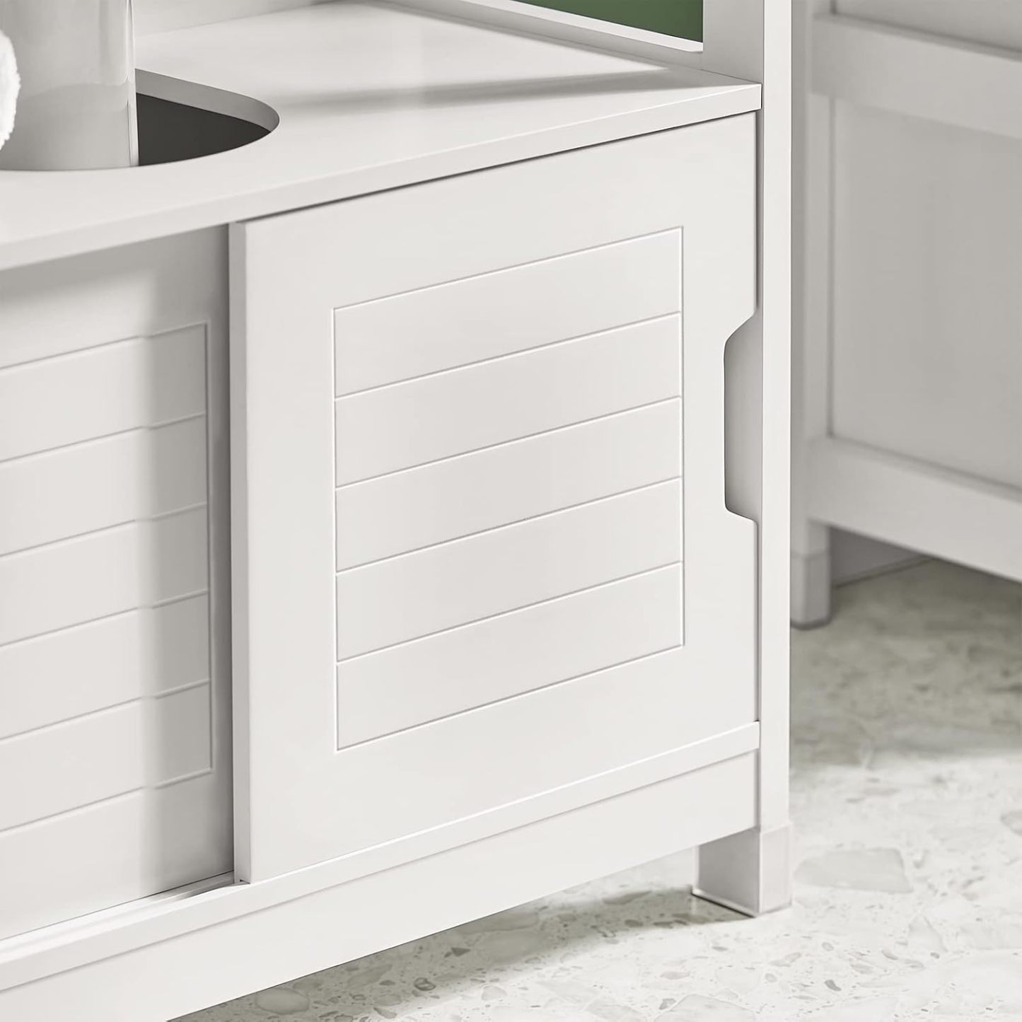 SoBuy Armario para Lavabo Mueble de Baño Debajo del Lavabo con 2 Puertas Armario de Suelo Lavabo para Baño con Mueble(Blanco FRG128-II-W)