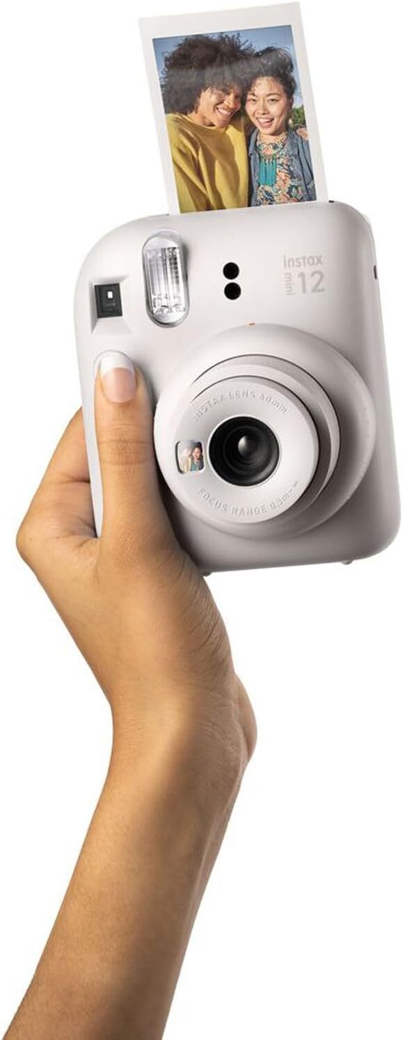 Fujifilm Instax Mini 12 Cámara instantánea + paquete de accesorios MiniMate y funda personalizada compatible + Fuji Instax Film Value Pack (50 hojas) Álbum de fotos de diseño Flamingo (azul pastel)