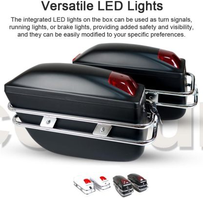 zolyet Alforjas rígidas para Motocicleta, Caja de Almacenamiento Lateral Universal, baúl Trasero con luz y Cerradura, 1 par Negro