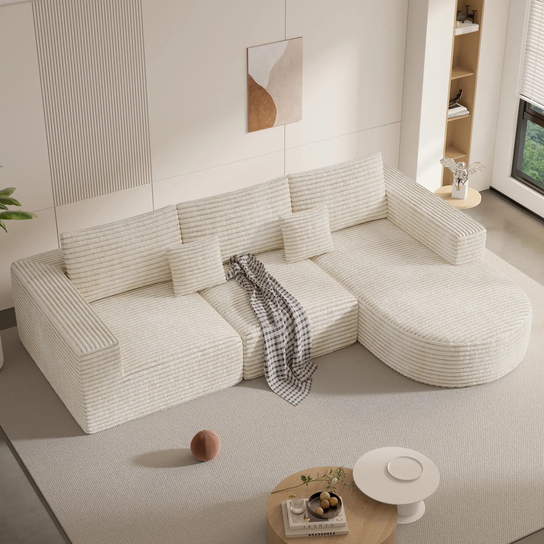 Sofá seccional modular de 110 pulgadas estilo "Cloud" – Beige, sin montaje