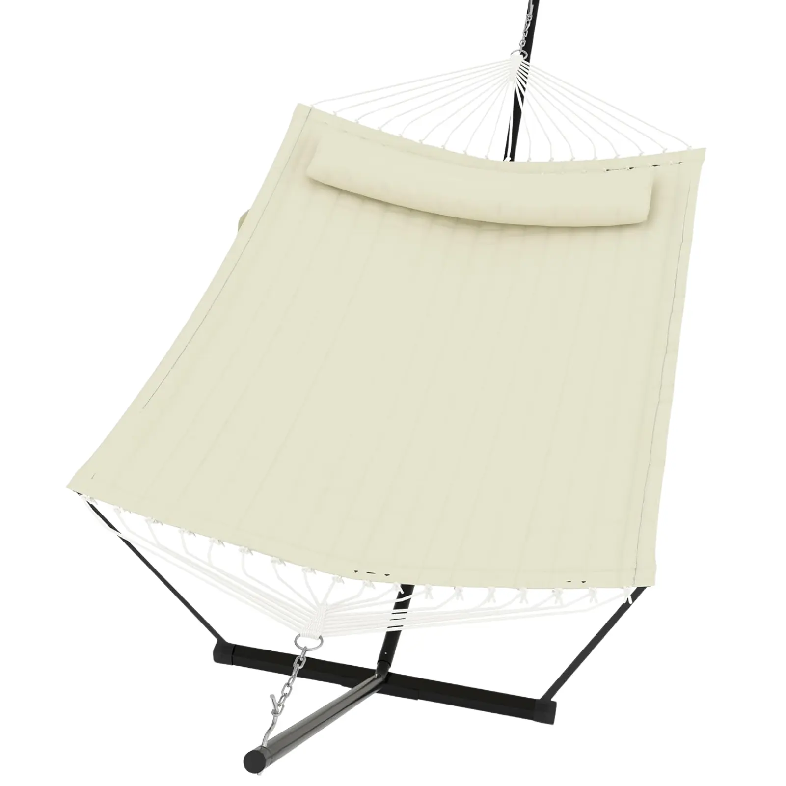 Hamaca doble portátil con soporte de acero para relajarse al aire libre